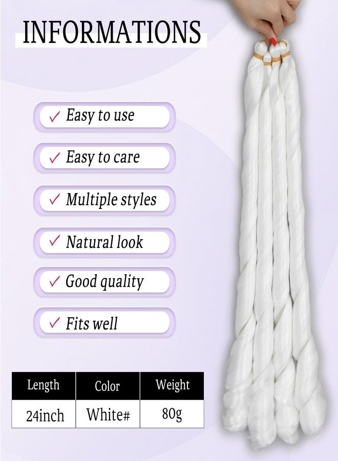 Yuriait French Curl Braiding Hair White 24 Inch Loose Wave Spiral Crochet Hair for Women Pre Stretched with Curly Ends for Box braids Boho Twist Bouncy Curls Extensions (24in, 4packs, white#) - Image 5
